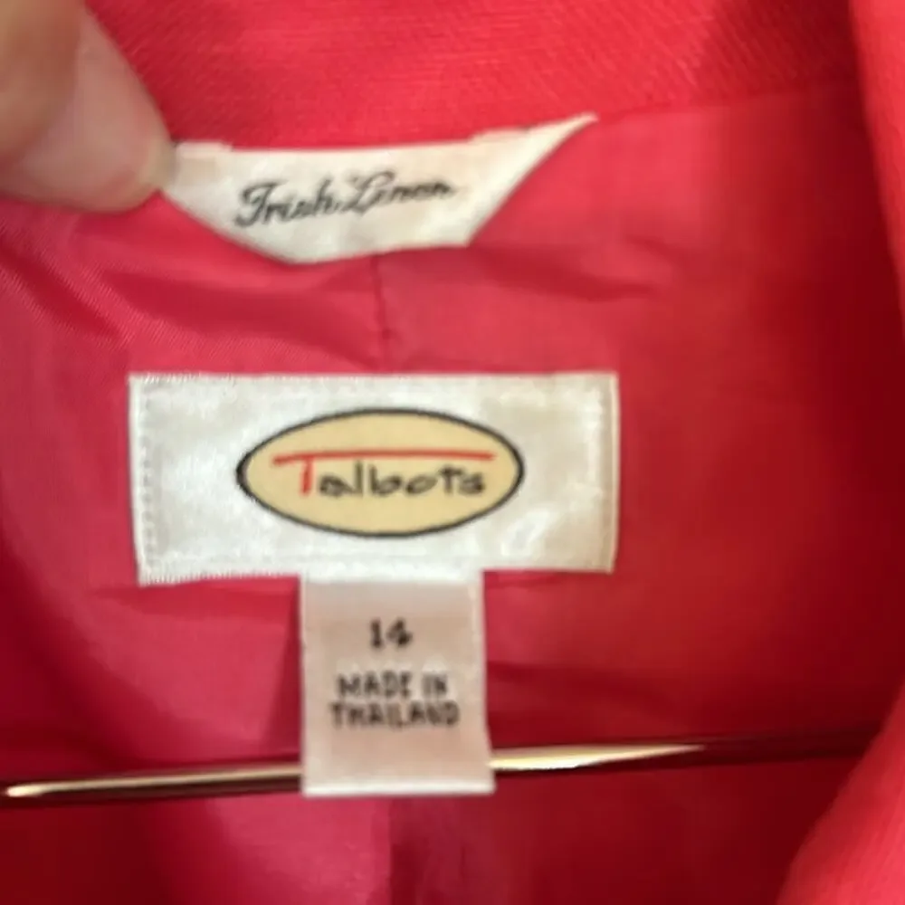 Talbots Irish linen blazer jacket, coral pink size 14 plus career